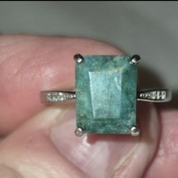 preowned Jewelry - Sterling Silver Amazonite Emerald Cut Ring